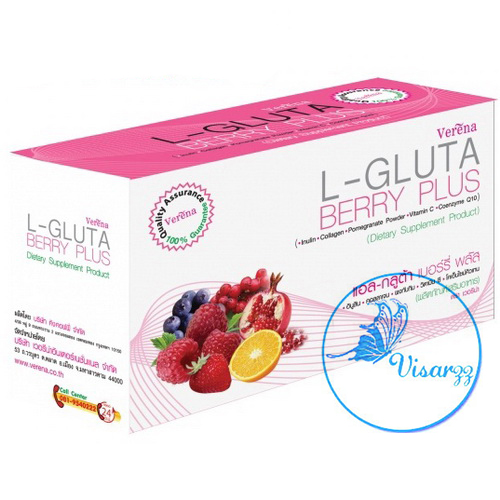 (Exp.01/12/17) Verena L-Gluta Berry Plus 10 ซอง น้ำผลไม้ที่มีส่วนผสมของกลูต้าไธโอน ช่วยผลัดเซลล์ผิวให้กระจ่างใสขึ้น ทำให้ผิวค่อยๆ ขาวขึ้น พร้อมคอลลาเจนจากปลาทะเล