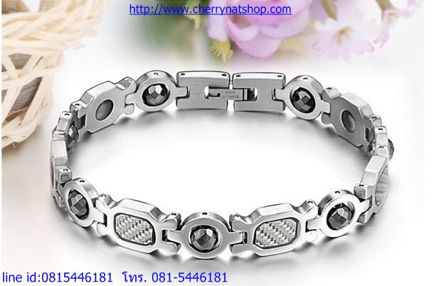 พร้อมส่งสร้อยข้อมือแม่เหล็กเพื่อสุขภาพ สร้อยข้อมือไทเทเนียมเจอรเมเนียม รุ่นCD