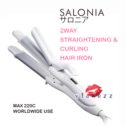 (พร้อมส่ง สี Silver White) Salonia 2 Way Straightening & Curling Hair Iron 32 mm เครื่องหนีบและม้วนผมไฟฟ้าในเครื่องเดียว ผมเงางาม ไม่แห้งเสียและชี้ฟู