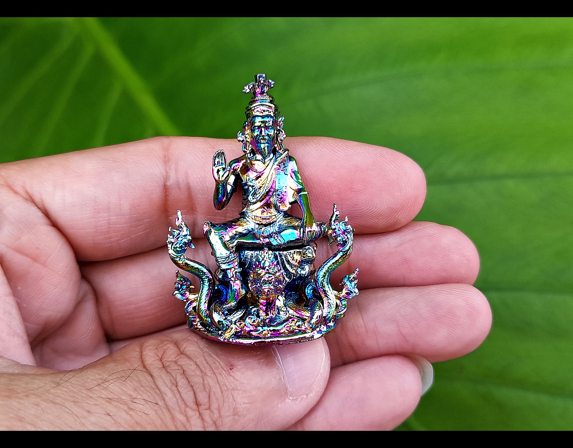 รูปหล่อ พ่อปู่ฤาษี พญานาค(ครูอาจารย์ของเหล่าสายพญานาค) เนื้อไทเทเนียม สีรุ้ง(ขนาดเล็กพกพา) ปี2564 - (เข้าพิธีบวงสรวงแล้ว) #รับประกันแท้