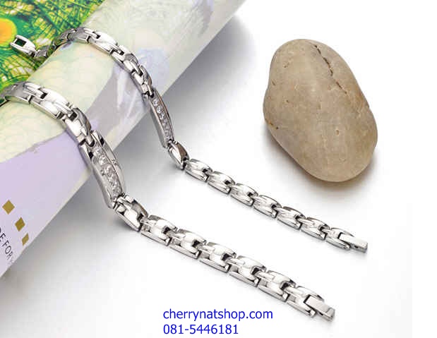 พร้อมส่งสร้อยข้อมือแม่เหล็กเพื่อสุขภาพ สร้อยข้อมือไทเทเนียมเจอรเมเนียม รุ่นQ