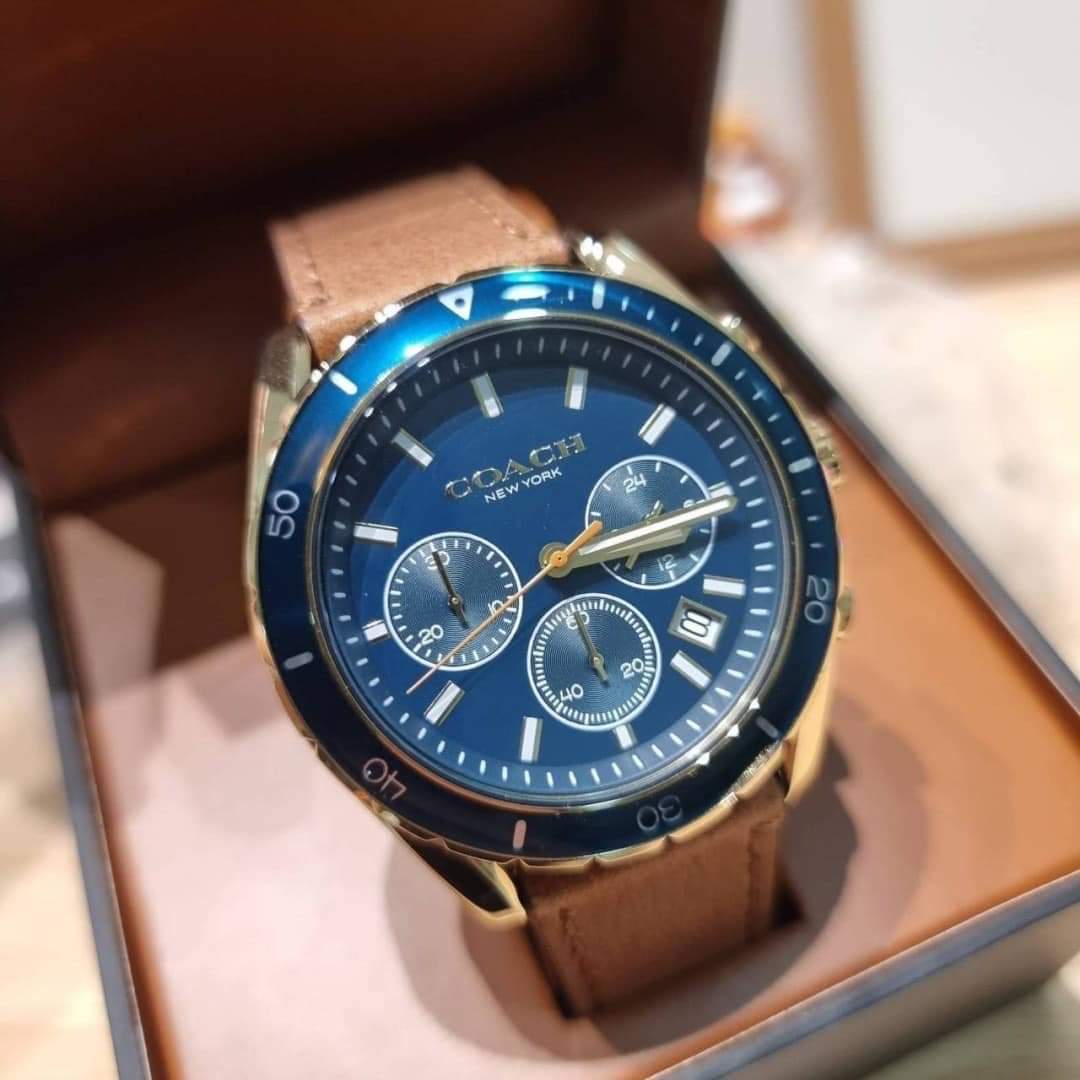 COACH MEN'S PRETN LEATHER WATCH (14602513) (แอดไลน์ก่อนสั่งซื้อ)