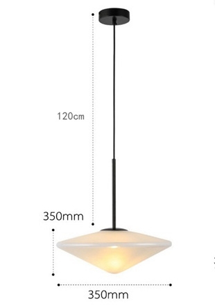 โคมไฟแขวนเพดานสไตล์โมเดิร์นมินิมอล ทรงจานบิน UFO ขนาด 35cm แก้วสีขาว [OVL-735]