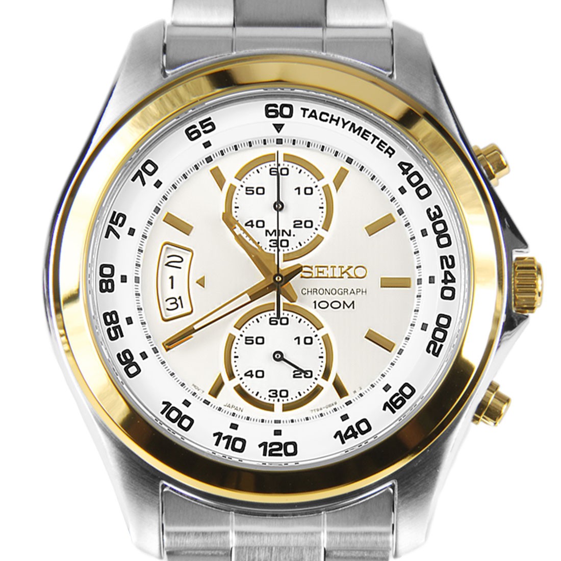 นาฬิกาข้อมือ SEIKO Chronograph Men's สายสแตนเลสสตีล กันน้ำ 100 เมตร SNN256P1