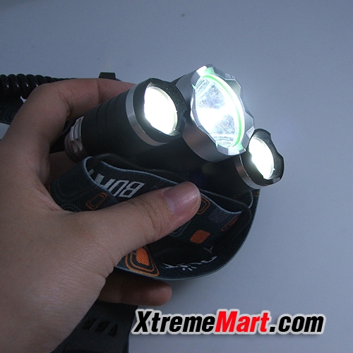 ชุดเซตไฟฉายคาดหัว 3 หลอด Boruit CREE Headlamp Headlight 18650 x 2