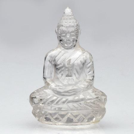 Carving Untreated Quartz (Rock Crystal) Buddha พระพุทธรูป ปางสมาธิ น้ำหนัก 7.81 กะรัต สีขาว Colorless งานแกะสลักสวย เนื้อสะอาดไม่มีตำหนิ