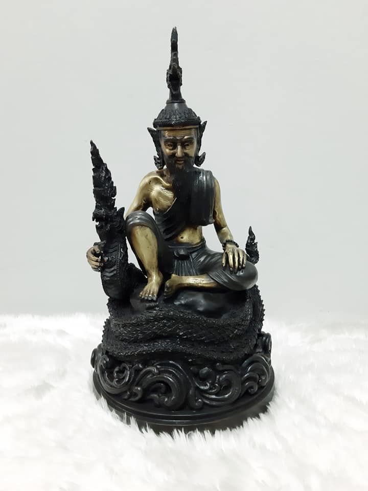 รูปหล่อ ปู่ฤาษีปู่ภุชงค์นาคราช เนื้อทองเหลือง (ขนาด สูง14นิ้ว ฐานกว้าง7.5นิ้ว)