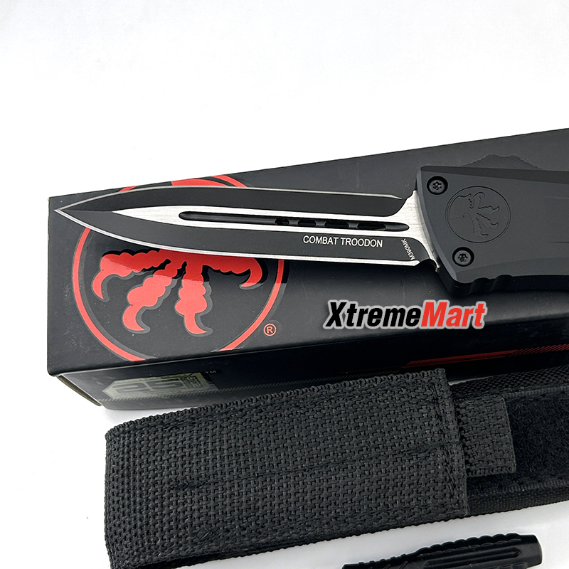 มีดสปริง Microtech Combat Troodon Gen3 (Gen III) D/E ใบสีดำ 2คมเรียบ ด้ามดำ Tactical Knife