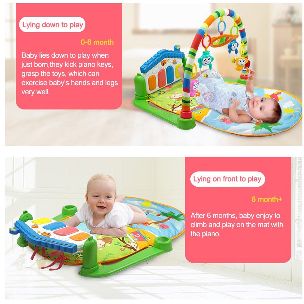 เพลย์ยิมเปียโนเสริมพัฒนาการ Huanger 3-in-1 Piano Play Gym & Activity Play Mat (Pink)