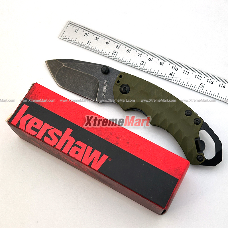 มีดพับ Kershaw 8750TOLBW Tanto Liner Lock Knife (สีเขียว) พร้อมคลิปหนีบกระเป๋าเท่ๆ