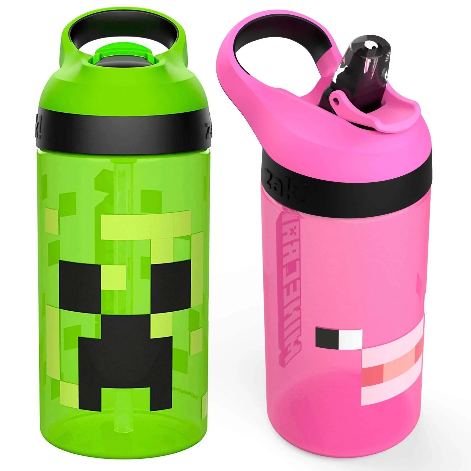 กระติกน้ำพร้อมหลอดดื่มสำหรับเด็ก Zak! Minecraft Pig Atlantic Bottle 16 oz.