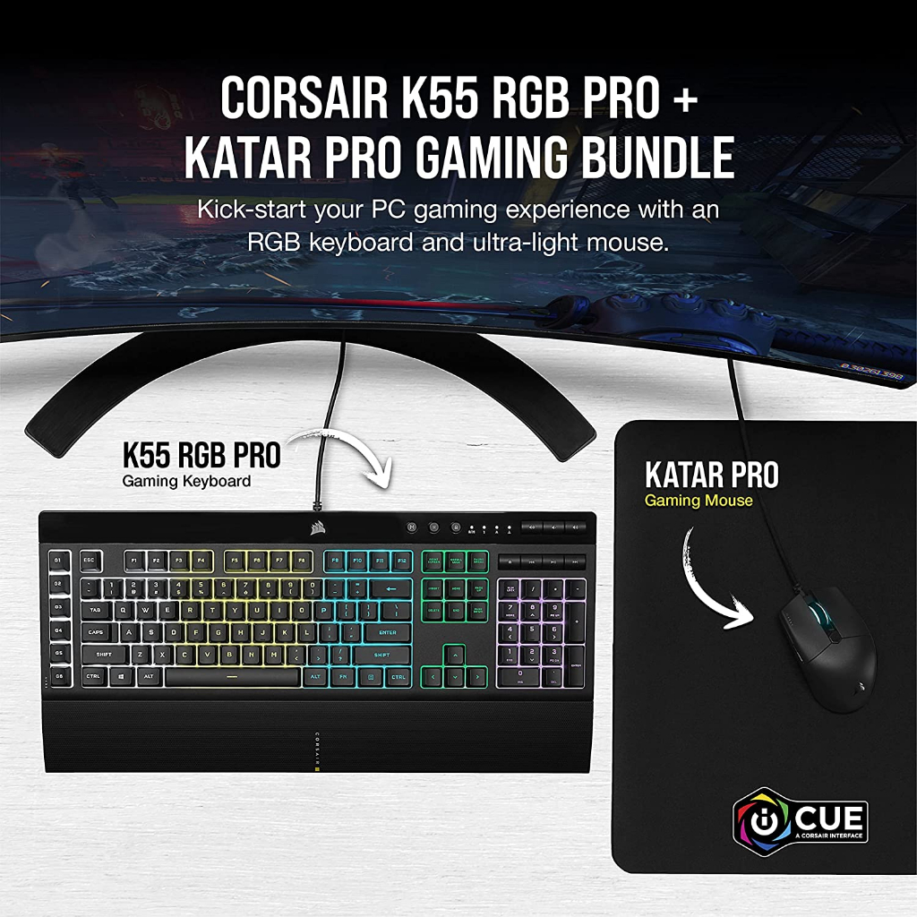 CORSAIR GAMING Keyboard K55 RGB PRO + MOUSE KATAR PRO BUNDLE