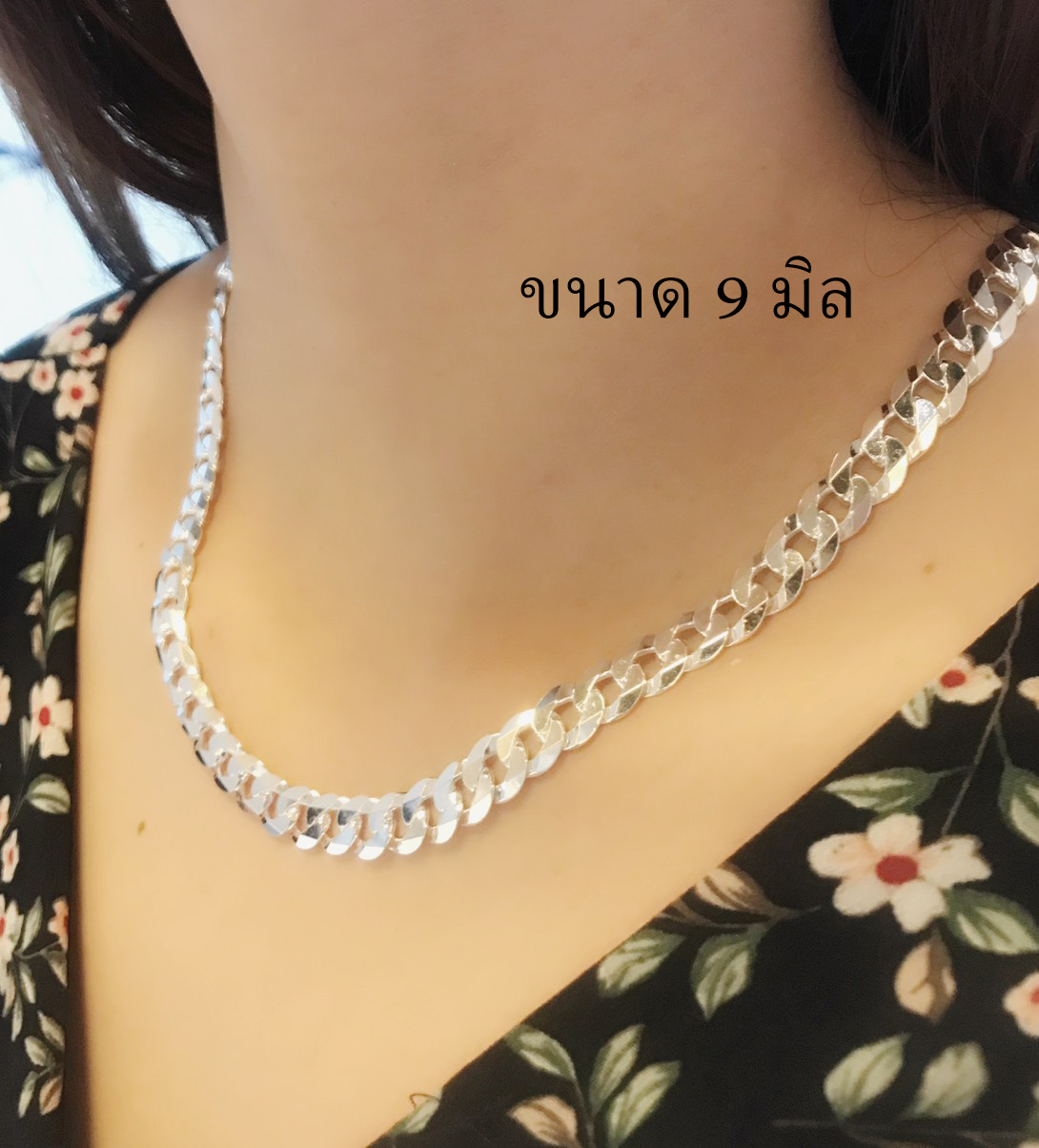 สร้อยคอเงินแท้ 92.5% ลายเลสแบน-ตัดลาย เลสเส้นใหญ่ งานละเอียด สวยมาก (งานอิตาลี)