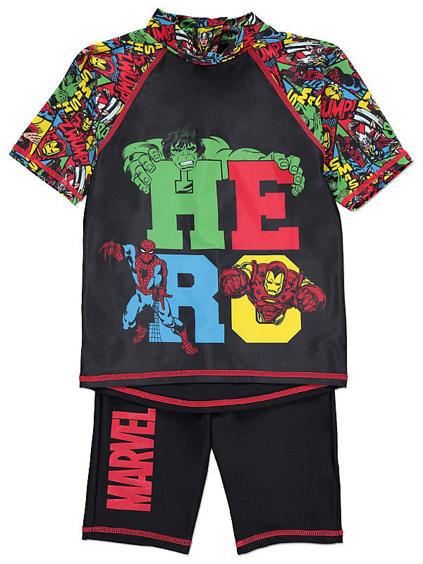 เสื้อว่ายน้ำเด็กและกางเกงขาสั้น Marvel Hero Sunsafe Swimsuit กันรังสี UV 40 ไซส์ 5-6 ปี