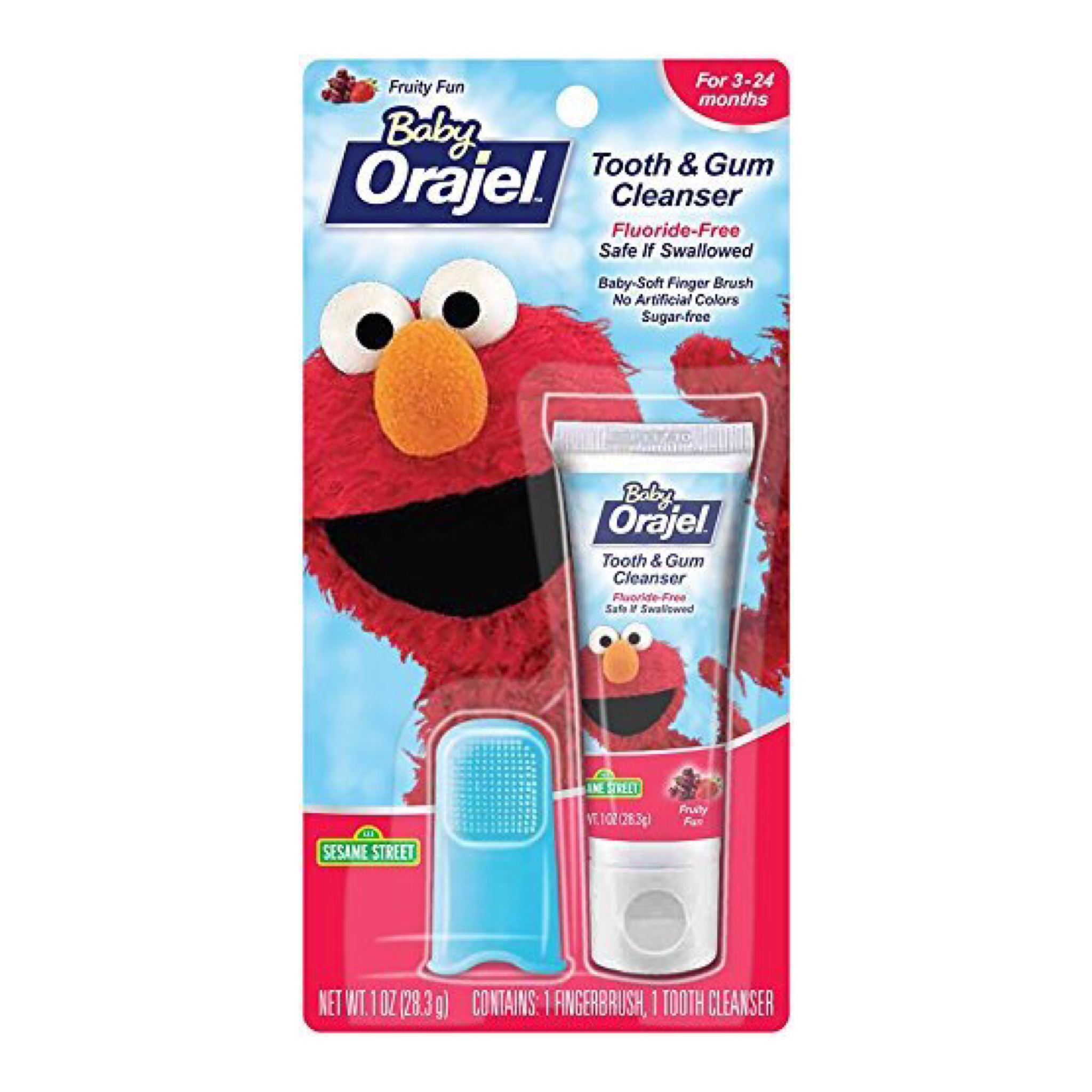 ชุดเจลทำความสะอาดเหงือกและฟันพร้อมปลอกนิ้ว Baby Orajel Tooth & Gum Cleanser with Finger Brush (Elmo Sesame Street)