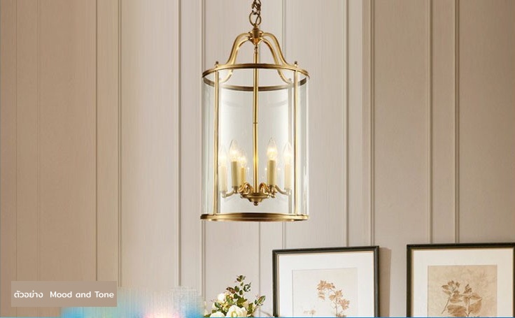 โคมไฟแขวนเพดานกระจกใสทรงกระบอกสไตล์อเมริกัน [GLS-1108]