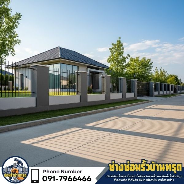 ซ่อมรั้วคอนกรีตทรุดขอนแก่น ปรับระดับและเทคานใหม่