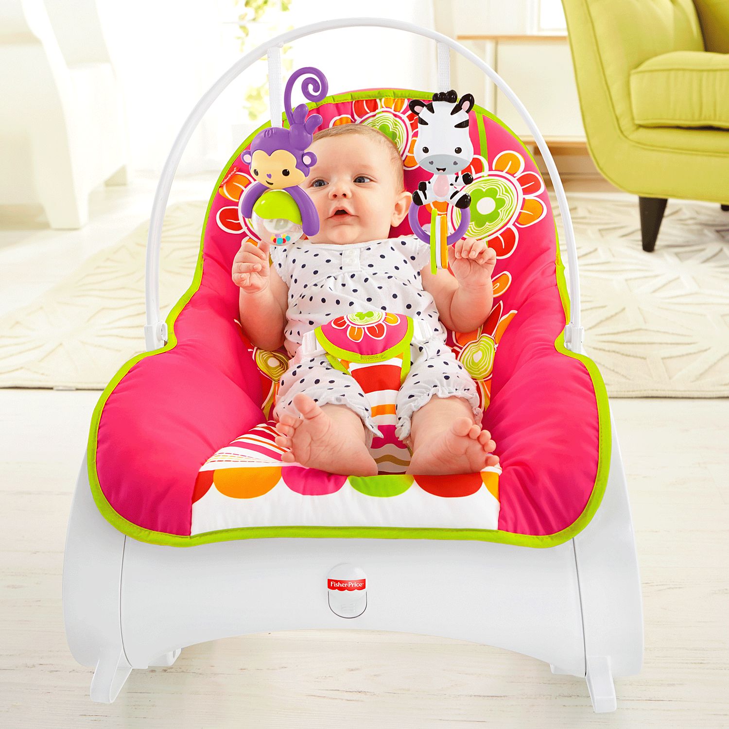 เปลโยกสั่นอัตโนมัติและเก้าอี้โยกเอนกประสงค์ Fisher-Price Infant-to-Toddler Rocker (Floral Confetti)