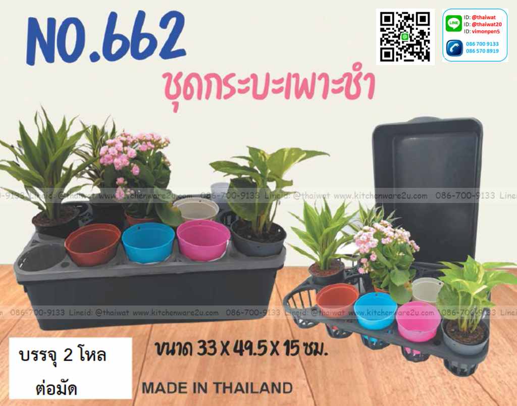P11671 ชุดตะกร้าเพาะชำ 15 หลุมพร้อมกะละมัง (33*49.5*15 cm) No.662 (ราคาขายส่งต่อ 24 ชุด: เฉลี่ย 50 บต่อชุด)