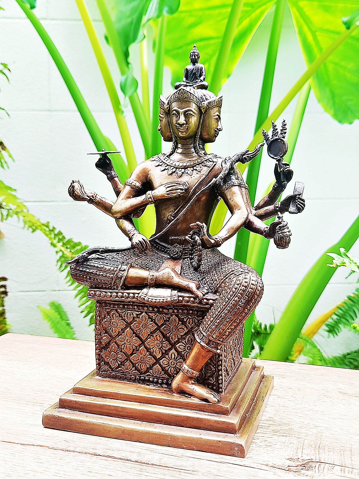 รูปหล่อ พระพรหม รุ่นแรก (ขนาดบูชา หน้าตัก5นิ้ว สูง8นิ้ว) เนื้อทองเหลือง(ผสมมวลสาร) ใต้ฐานบรรจุเกศา ปี2563 #รับประกันแท้ - หลวงพ่อบ๊ะ วัดโพธิ์ลังกา