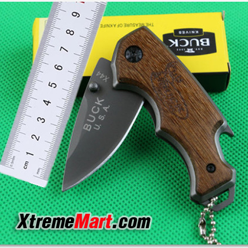 มีดพับ Buck X44 small mini folding thumb camping knives hunting knife rescue tool hand 440 titanium blade wood handle