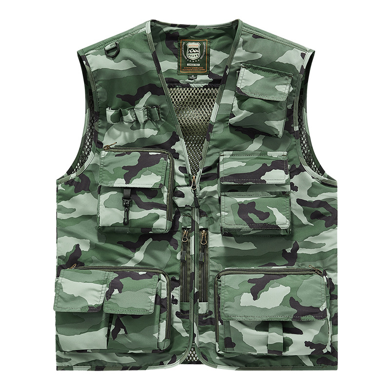 เสื้อกั๊กพิมพ์ลายหลายกระเป๋าสำหรับผู้ชายไซส์ใหญ่ในช่วงฤดูร้อนใหม่สำหรับผู้ชายและผู้หญิง เสื้อกั๊กถ่ายภาพกลางแจ้ง เสื้อกั๊กปีนเขา N6811003 สีภาพ S-6XL