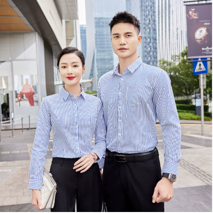 เสื้อเชิ้ตพนักงานชายหญิงปกเชิ้ตแขนสั้นและแขนยาวแบบมาตรฐานชุดยูนิฟอร์ม SKU-03533
