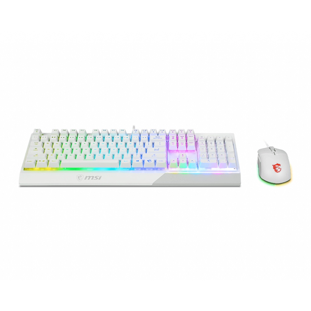 KEYBOARD & MOUSE (คีย์บอร์ดและเมาส์) White สีขาว MSI VIGOR GK30 GAMING KEYBOARD AND CLUTCH GM11 GAMING MOUSE COMBO