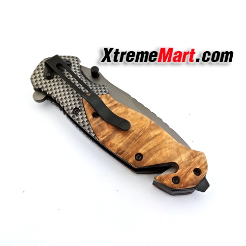 มีดพับ มีดพกเอนกประสงค์ Browning X50 ใบมีดไทเทเนียมเทา ด้ามจับไม้แท้ ดีไซด์สวยเหมาะมือ Folding Knife
