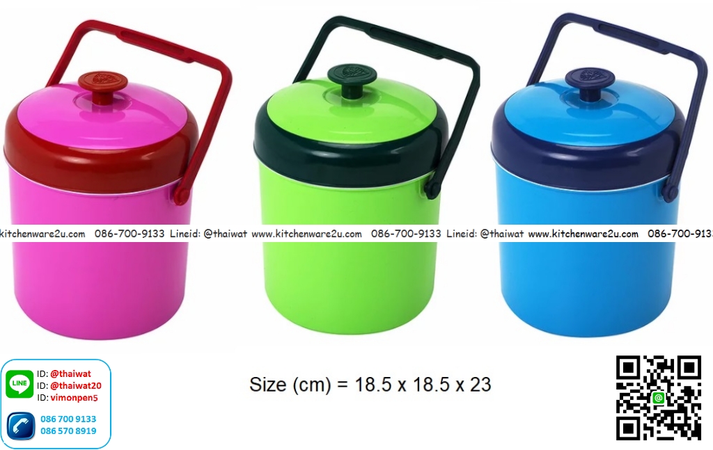 P11264 กระติกน้ำ:ซัยโจ กลม 3 ลิตร (18.8 x 18.5 x 23 cm) S3 สีหวาน เกรดดี (ราคาส่งต่อ 12 ใบ:เฉลี่ย 50 บต่อใบ)