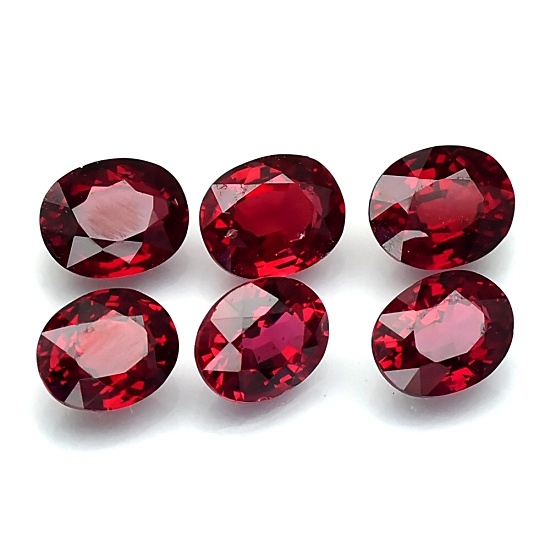 Ruby พลอยทับทิม แทนซาเนีย รูปไข่ จำนวน 6 เม็ด น้ำหนักรวม 2.63 กะรัต ขนาด 5x4 มิล สีแดงเข้ม สีสวย สี top ความสะอาดมองตาเปล่าไม่มีตำหนิ ไฟดี เจียระไนสวย