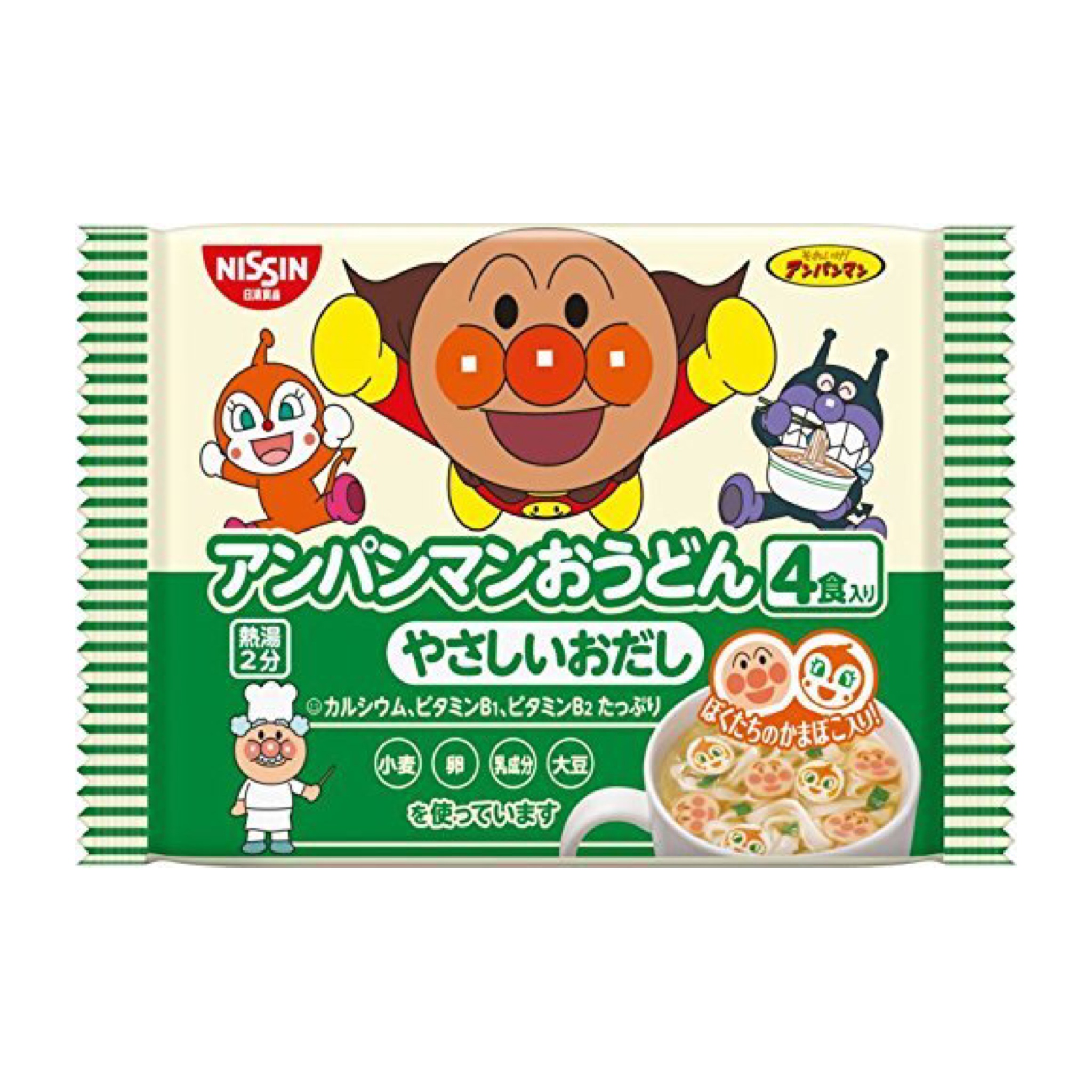 บะหมี่กึ่งสำเร็จรูปอันปังแมนสำหรับเด็ก Nissin 4-Pack Anpanman Instant Noodles (Udon Soup)