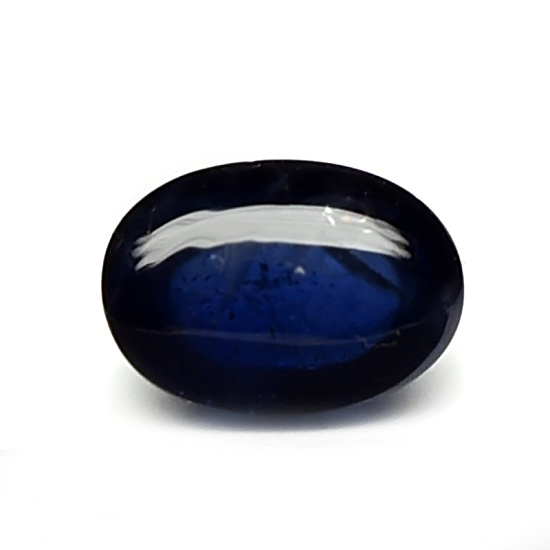 Cabochon Blue Sapphire พลอยไพลิน รูปไข่หลังเบี้ย น้ำหนัก 2.25 กะรัต สีน้ำเงินโทนเข้ม ความสะอาดภายในมีตำหนิ รูปร่างสวย ความโค้งนูนสวย