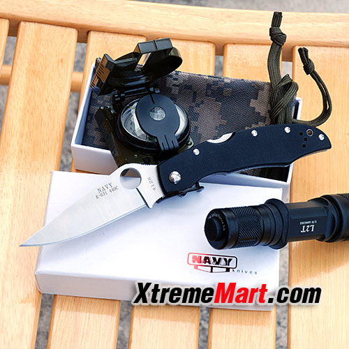 มีดพับ NAVY Backlock Stainless Steel 440C Folding Knife K-631