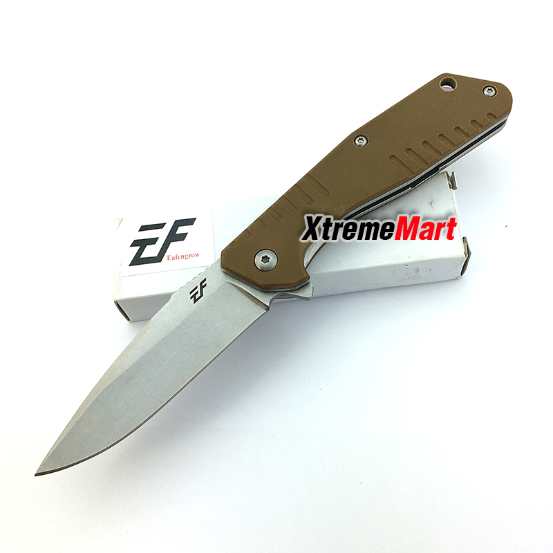 มีดพับ Eafengrow 02BS ใบเงิน stonewash D2 Blade Pocket Knives G10 Handle ด้ามน้ำตาล (เล่มละ)