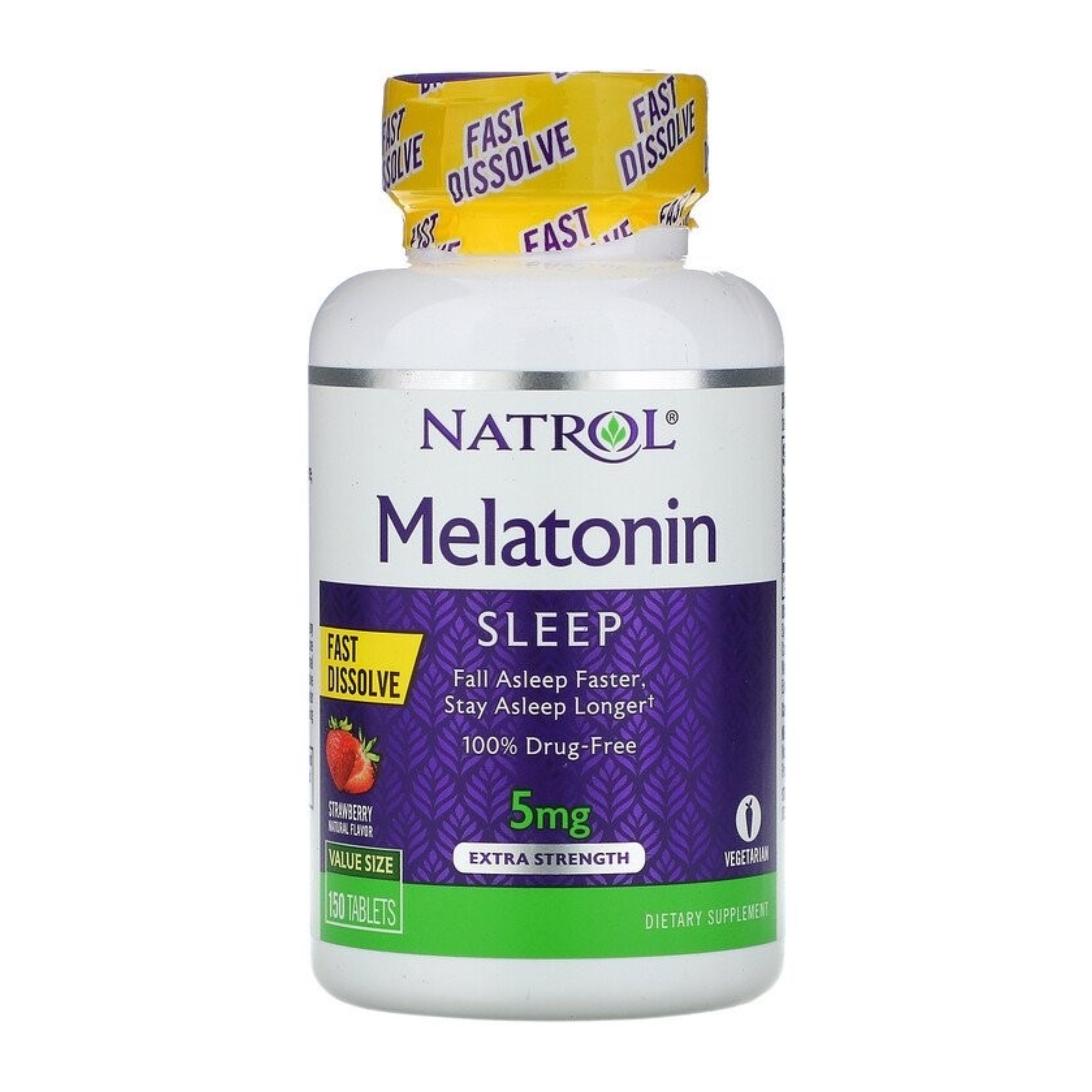 ผลิตภัณฑ์เสริมการนอนหลับแบบเม็ดอมละลายสำหรับผู้ใหญ่ NATROL Sleep Melatonin - Fast Dissolve 5mg (150 Tablets)