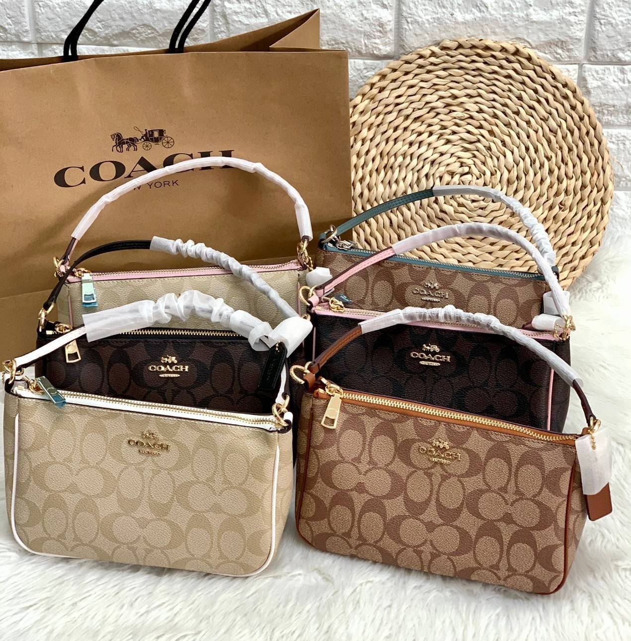 COACH TOP HANDLE POUCH IN SIGNATURE [36674/58321] (แอดไลน์ก่อนสั่งซื้อ)