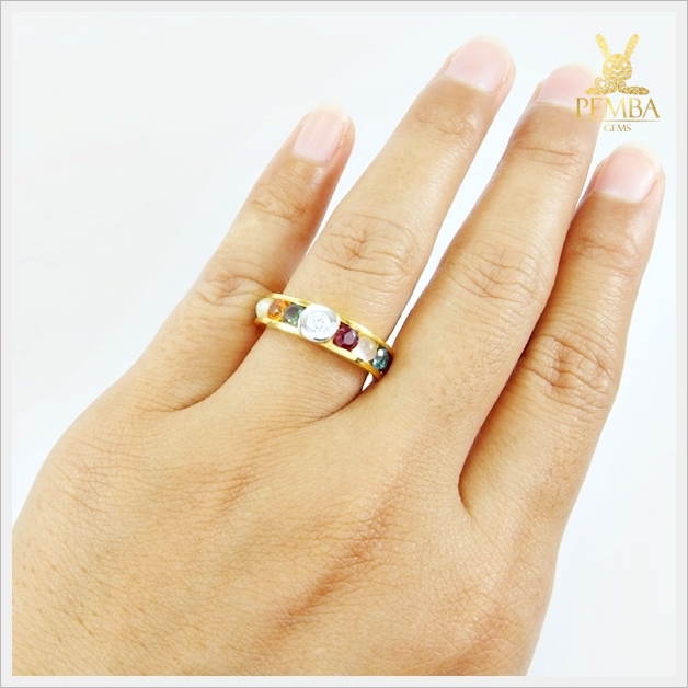 แหวนทองนพเก้าแท้ เพชรแท้ ตามตำราโบราณ (สามารถสั่งทำได้ค่ะ)