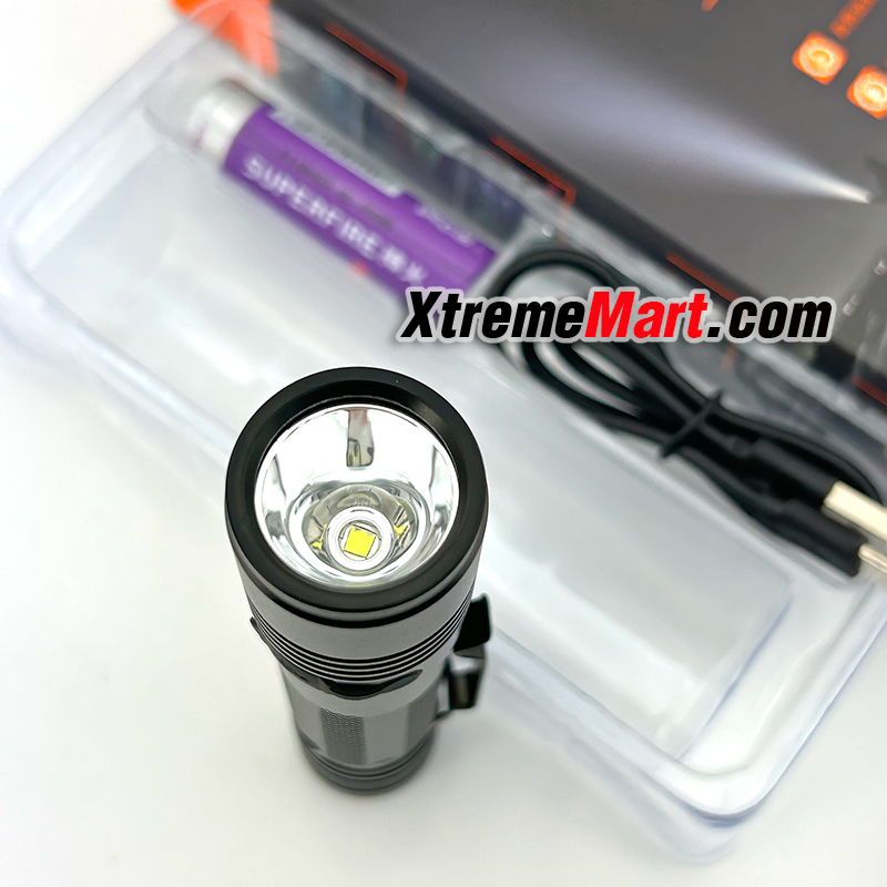 ชุดเซตไฟฉาย SuperFire A5-L2 1100LM 5-Mode USB rechargeable LED Flashlight (Black)