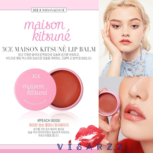 3CE Maison Kitsune Lip Balm 9g # Peach Beige ลิปบาล์มเปลี่ยนสีตัวใหม่ล่าสุดจาก 3ce เนื้อลิปชุ่มชื่น ให้สีบางๆดูเป็นธรรมชาติ และยังบำรุงริมฝีปากให้เนียนนุ่ม