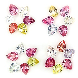 พลอยแฟนซีหยดน้ำ 4x3มิล Pear Fancy Sapphire จัดเซ็ท 20 เม็ด หนัก 4.77 กะรัต หลากหลายสี Multi Color เนื้อดี สีสวยงามทั้งอ่อน เข้ม ปนๆกัน