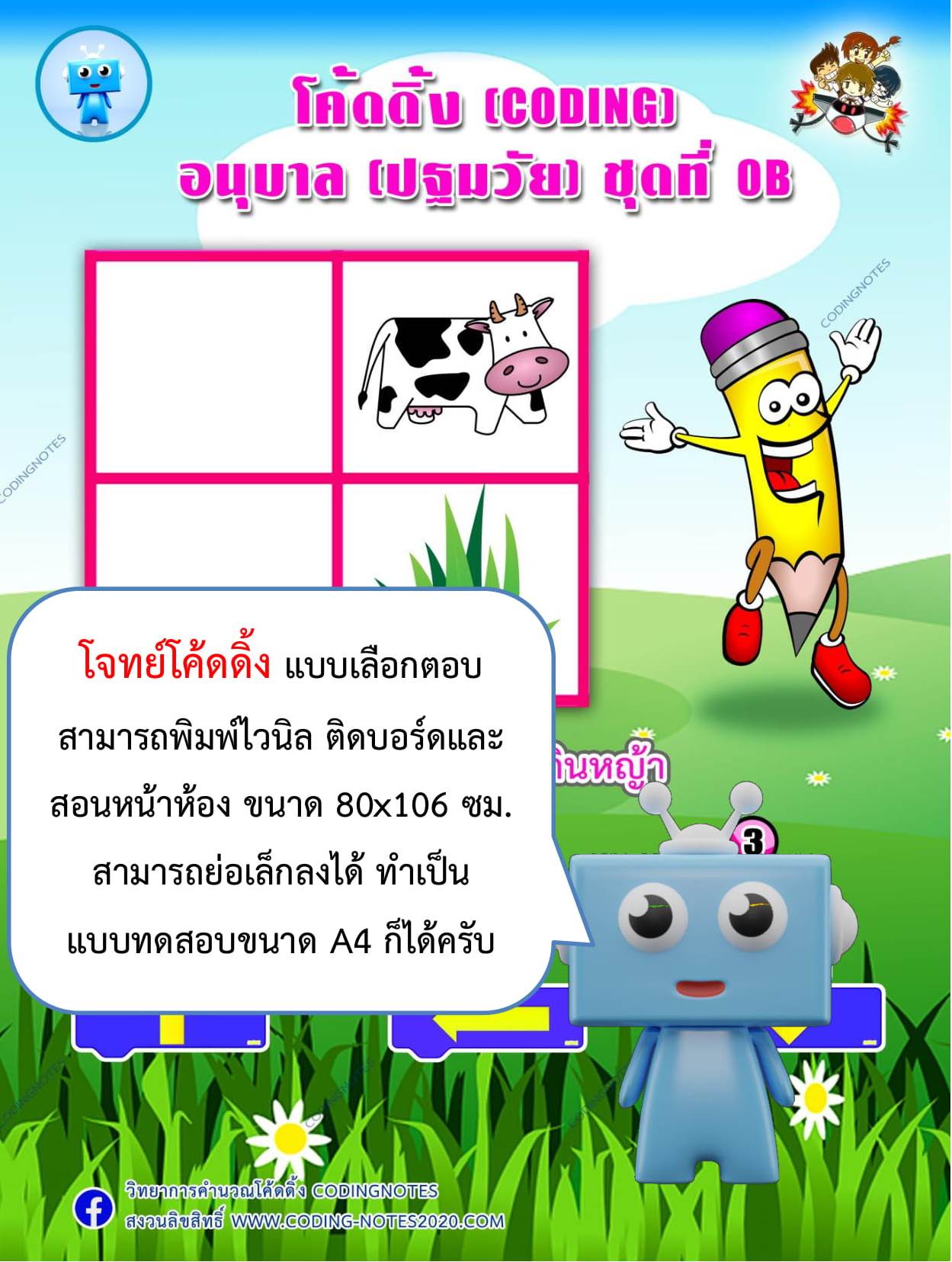 โจทย์โค้ดดิ้งแบบเลือกตอบ ชั้นอนุบาล แพค1