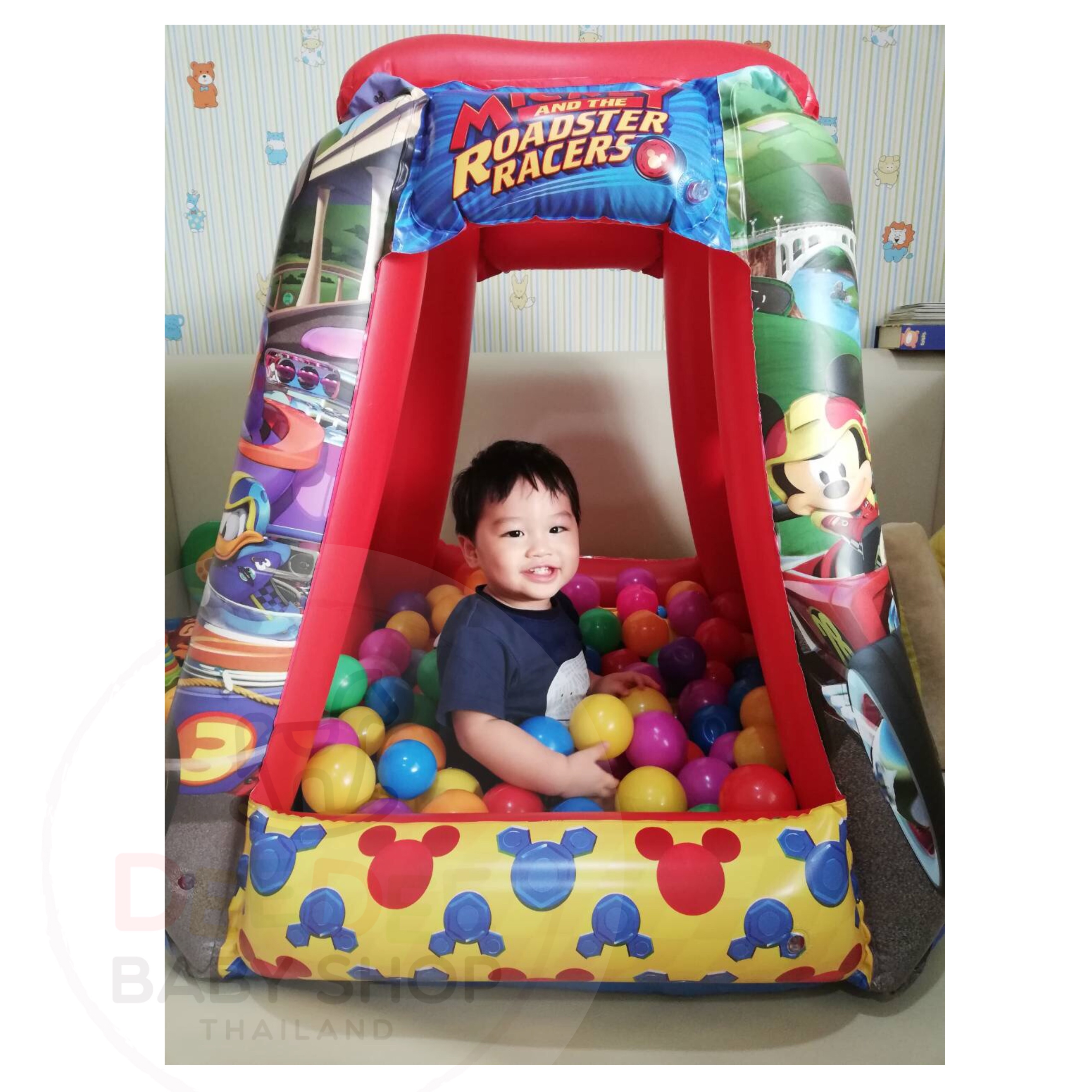 เต็นท์เป่าลมพร้อมลูกบอลสำหรับเด็ก Jakks Pacific Playland with 20 Soft Flex Balls (Disney Junior Mickey and the Roadster Racers)
