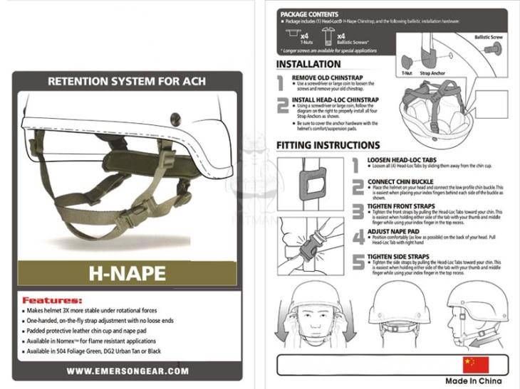 สายรัดคาง FMA ทรงตัว H #TB268 (K0220) ดำ