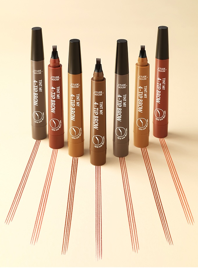 Etude House My Tint 4-Tip Brow # 2 Dark Brown ปากกาเขียนคิ้วที่ออกแบบให้เป็น 4 เส้น ทำให้เหมือนการสักคิ้วที่ดูธรรมชาติ เรียงเส้นสวย และติดทนนานทั้งวันไม่มีเลอะเลือน