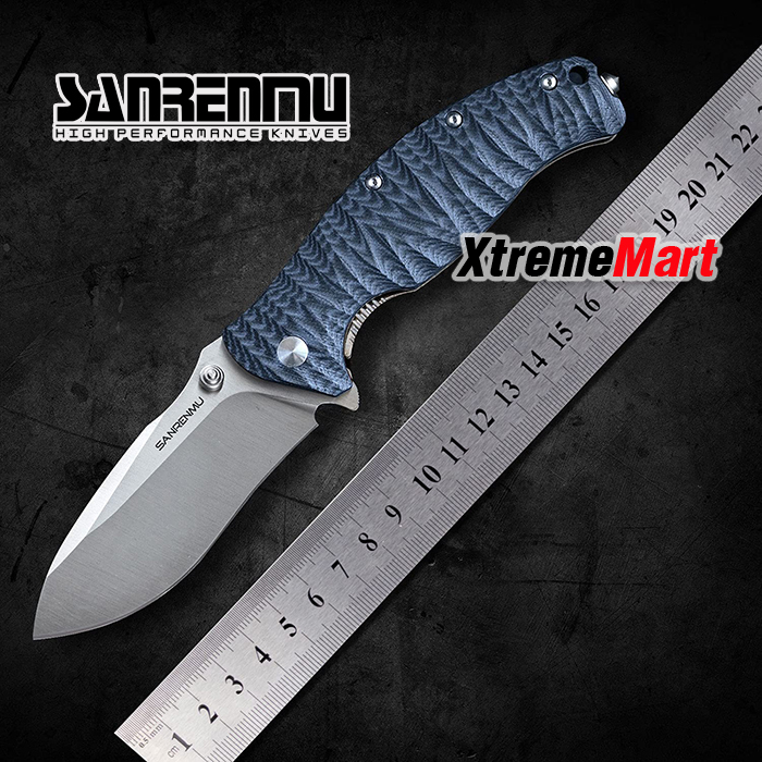 มีดพับ SANRENMU 1006-GL ด้ามG10 ลายสีฟ้า จุดหมุนระบบตลับลูกปืน(Ball Bearing) เปิด-ปิด ลื่นมาก