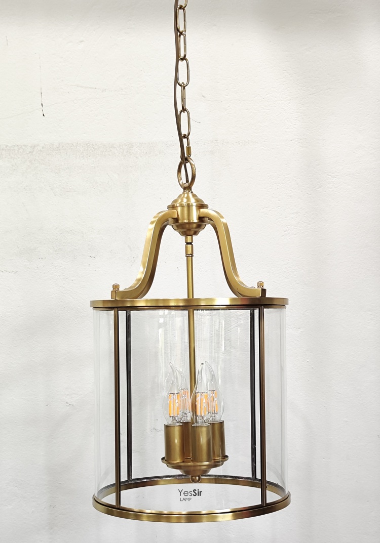 โคมไฟแขวนเพดานกระจกใสทรงกระบอกสไตล์อเมริกัน [GLS-1108]