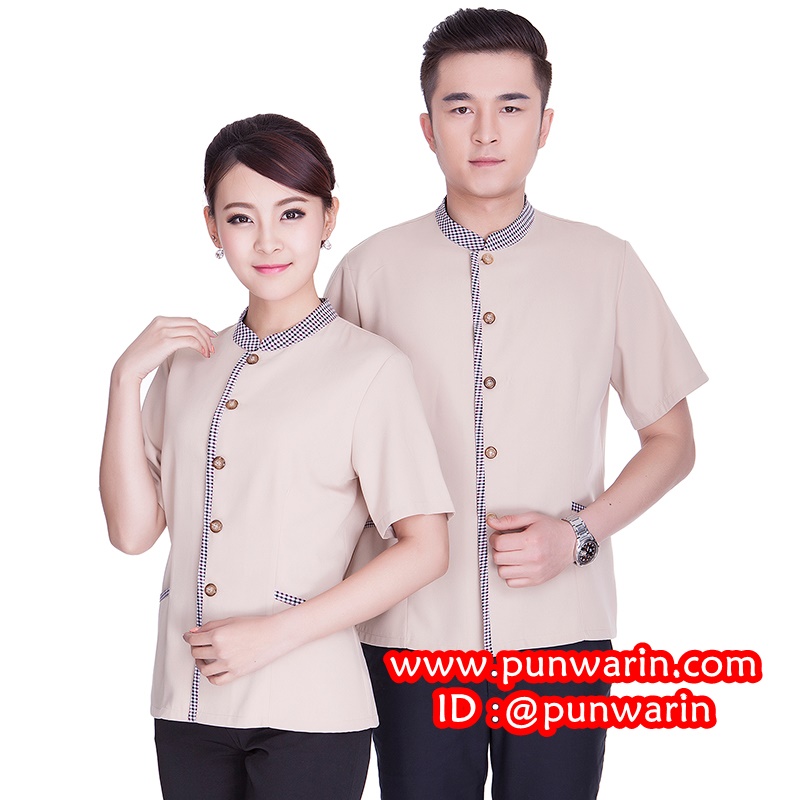 เสื้อพนักงานทำความสะอาด เสื้อแม่บ้าน เสื้อแม่บ้านโรงแรมรีสอร์ท D6012001 L-4XL