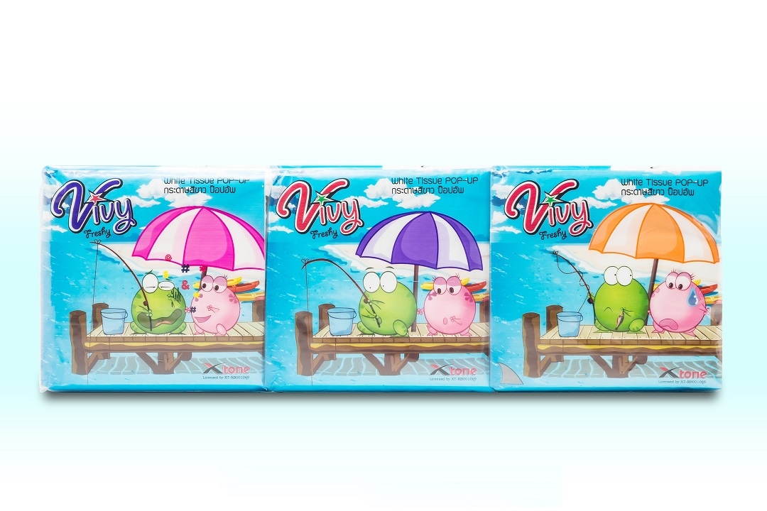 P10515 กระดาษทิชชู่วีวี่ Pop-Teen แพค 3 ห่อ (ราคาต่อ 1 ลัง: 36 ห่อ)