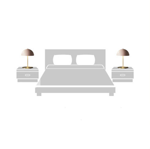 โคมไฟตั้งโต๊ะโป๊ะโคมสีเทาชมพูทรงครึ่งวงกลมฐานวางสีทอง [XG-8235]